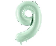 PartyDeco Folinis balionas skaičius 9, žalsvas 72cm