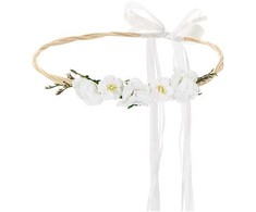 PartyDeco Gėlių karūnėlė, balta 18cm