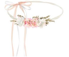 PartyDeco Gėlių karūnėlė, rausva 18cm