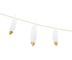 PartyDeco Girlianda Paauksuota plunksna 1.6m
