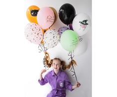 Party Deco PartyDeco Juodi balionai su piešiniais Juoda katė, 6 vnt