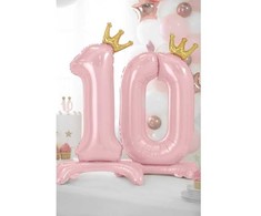 PartyDeco Pastatomas rožinis balionas Skaičius su karūna, 84cm, Skaičius: 2