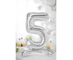 PartyDeco Pastatomas sidabrinis balionas Skaičius, 70cm, Skaičius: 5