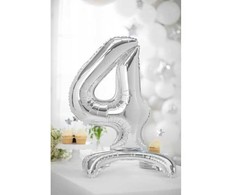 PartyDeco Pastatomas sidabrinis balionas Skaičius, 70cm, Skaičius: 4