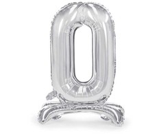 PartyDeco Pastatomas sidabrinis balionas Skaičius, 70cm, Skaičius: 0