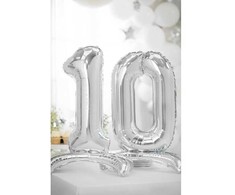 PartyDeco Pastatomas sidabrinis balionas Skaičius, 70cm, Skaičius: 4
