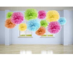 PartyDeco Pomponas melsvas 35 cm