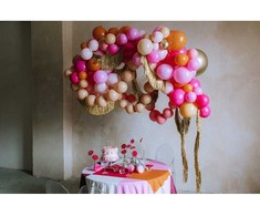 PartyDeco Rišami balionai 33cm, rausvi