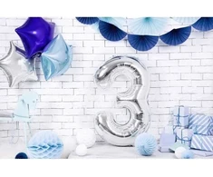 PartyDeco Sidabrinis balionas Skaičius, 86cm, Skaičius: 1