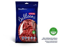 PartyDeco Stiprūs balionai Aguonų raudona, blizgūs 30 cm, 50vnt