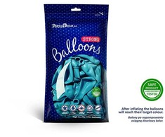 PartyDeco Stiprūs balionai Karibų mėlyna spalva, blizgūs 30 cm, 50vnt