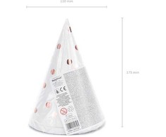 PartyDeco Šventinės kepurėlės Baltos su taškeliais 6vnt