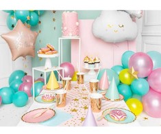 PartyDeco Šventinės kepurėlės "Pastelė" 6vnt