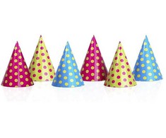 PartyDeco Šventinės kepurėlės "Taškiukai" 6vnt