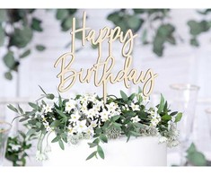 PartyDeco Torto papuošimas medinis Happy Birthday