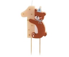 PartyDeco Torto žvakutė Meškutis vienetas 7 cm
