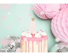 PartyDeco Žvakutė Skaičius su karūna, rausva 9,5cm, Skaičius: 7