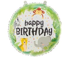 Folinis balionas Happy birthday Džiunglės 45 cm