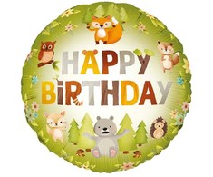 Folinis balionas Happy birthday Miško draugai 45 cm