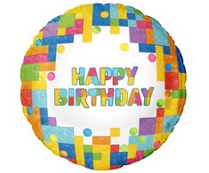 Folinis balionas Happy birthday Konstruktorius 45 cm