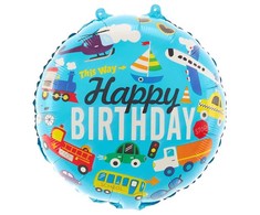 Folinis balionas Happy birthday Transportas 45 cm
