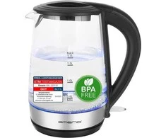 Ecost prekė po grąžinimo EMERIO WK-123131 Cordless Virdulys, BPA-Free, Stainless Steel, Juodas, 2200 W (Atnaujinta)