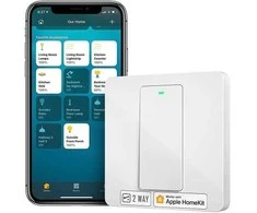 Ecost prekė po grąžinimo Meross HomeKit Smart Light Switch, 2way WiFi Wall Switch reikalauja neutral (Atnaujinta)