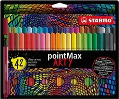 Ecost prekė po grąžinimo Nylon Tip Writing Pen - STABILO pointMax ARTY - Wallet of 42 - Assorted Col (Atnaujinta)