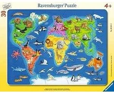 Ecost prekė po grąžinimo Ravensburger vaikų dėlionė 06641 - Pasaulio žemėlapis su gyvūnais - rėmelio (Atnaujinta)