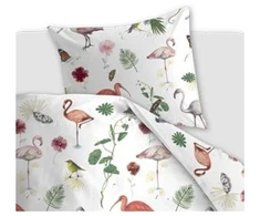 Beddinghouse Medvilninis vaikiškas pagalvės užvalkalas Flower Birds Rožinė Pagalvės matmenys - 40x60 cm