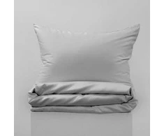 Fejos Namai PREMIUM satino patalynės komplektas FOG Pilkas Pagalvės matmenys - 50x70 cm, Antklodės matmenys - 140x200 cm
