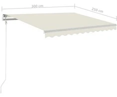 Automatinė markizė su LED/vėjo jutikliu, kreminė, 300x250cm