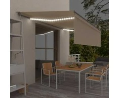Automatinė markizė su uždanga/LED/vėjo jutikliu, kreminė, 5x3m