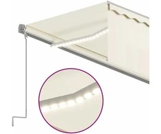 Automatinė markizė su uždanga/LED/vėjo jutikliu, kreminė, 5x3m