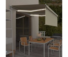 Automatinė markizė su uždanga/LED/vėjo jutikliu, kreminė, 4x3m