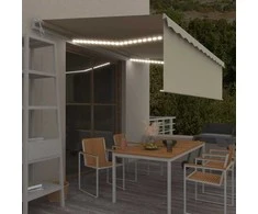 Automatinė markizė su uždanga/LED/vėjo jutikliu, kreminė, 5x3m