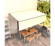 Automatiniu būdu ištraukiama markizė su uždanga, kreminė, 5x3m