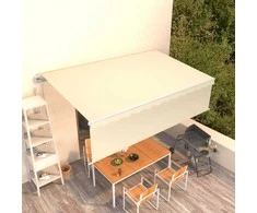 Automatiniu būdu ištraukiama markizė su uždanga, kreminė, 5x3m