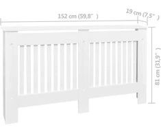 Baltos MDF Grotelės Radiatoriui Paslėpti su Lentyna, 152 cm