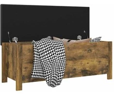 Daiktadėžė su pagalvėle, dūminio ąžuolo, 105x40x45cm, mediena