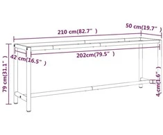 Darbastalio rėmas, juodas ir raudonas, 210x50x79cm, metalas