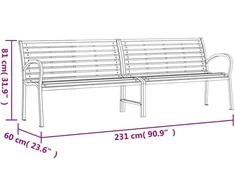 Dvigubas sodo suoliukas, juodos spalvos, 231cm, plienas ir WPC