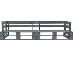 Dvivietė sodo sofa iš palečių, pilkos spalvos, mediena