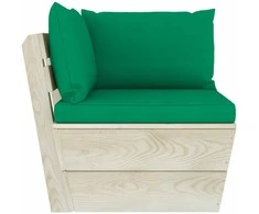 Lauko baldų komplektas Dvivietė sodo sofa iš palečių su pagalvėlėmis, eglės mediena