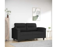 Dvivietė sofa, juodos spalvos, 120cm, mikropluošto audinys