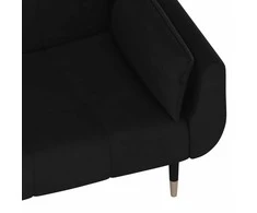 Dvivietė sofa-lova su dvejomis pagalvėmis, juoda, aksomas