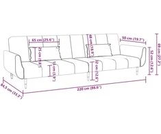 Dvivietė sofa-lova su dvejomis pagalvėmis, juoda, aksomas