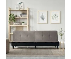 Dvivietė sofa-lova, taupe spalvos, audinys