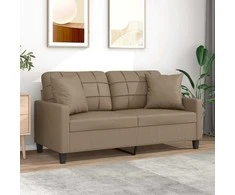 Dvivietė sofa su pagalvėlėmis, kapučino, 140cm, dirbtinė oda