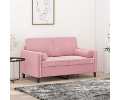 Dvivietė sofa su pagalvėlėmis, rožinės spalvos, 120cm, aksomas